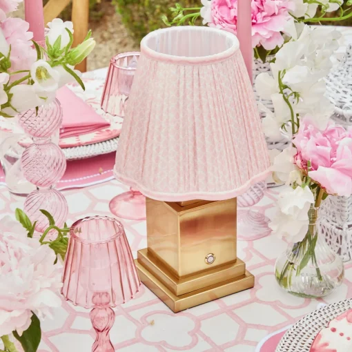 Mrs. Alice Rechargeable Lamp with Pink Lotus Shade (18cm)< Rechargeable Table Lamps