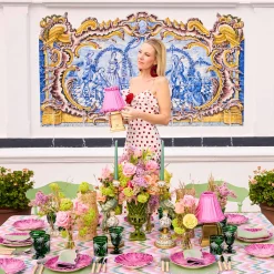 Mrs. Alice Rechargeable Lamp with Pink Frilled Shade (18cm)< Rechargeable Table Lamps | Summer Lighting