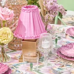 Mrs. Alice Rechargeable Lamp with Pink Frilled Shade (18cm)< Rechargeable Table Lamps | Summer Lighting