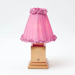 Mrs. Alice Rechargeable Lamp with Pink Frilled Shade (18cm)< Rechargeable Table Lamps | Summer Lighting