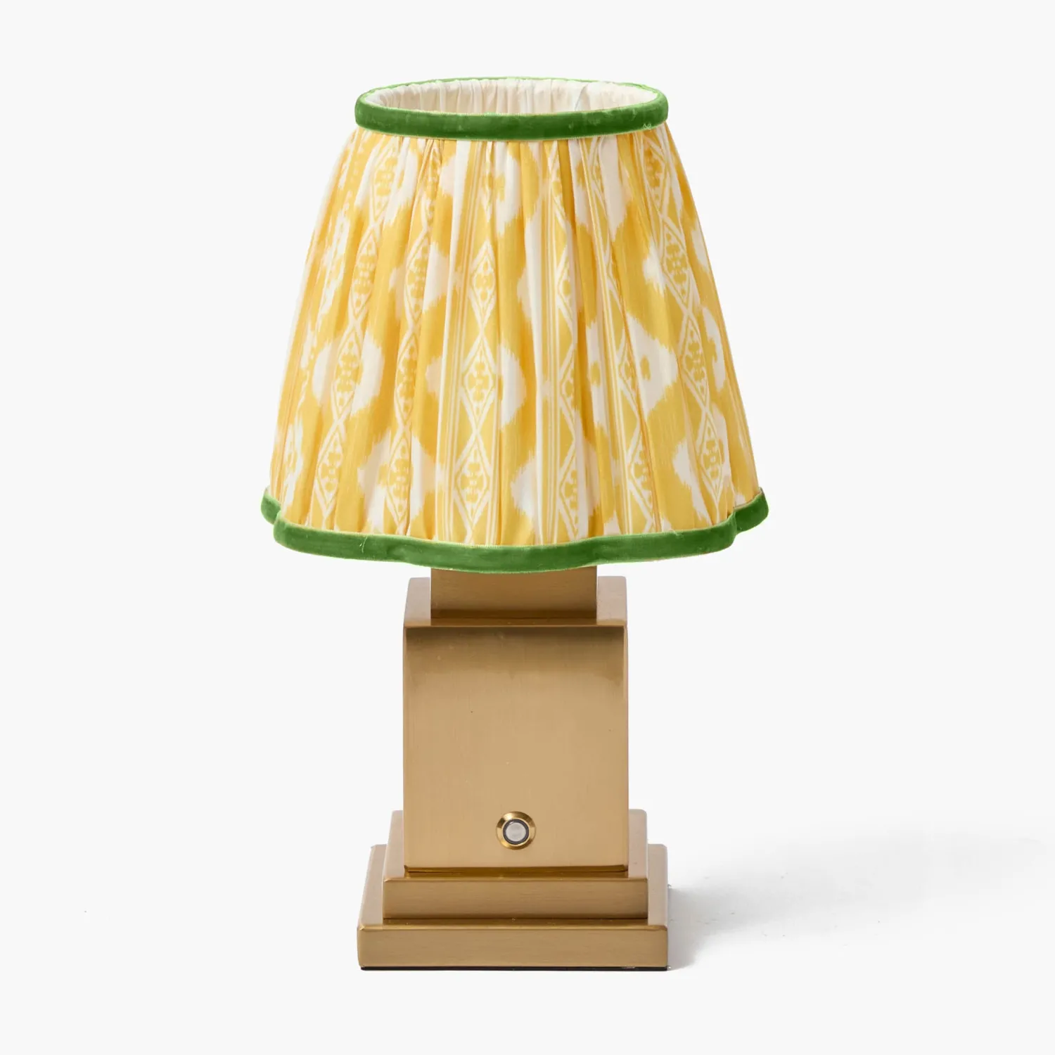 Mrs. Alice Rechargeable Lamp with Yellow & Green Ikat Shade (18cm)< Rechargeable Table Lamps