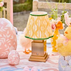 Mrs. Alice Rechargeable Lamp with Yellow & Green Ikat Shade (18cm)< Rechargeable Table Lamps