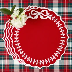 Mrs. Alice Red Bow Laurel Placemats (Set of 4)< Placemats