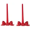 Mrs. Alice Red Ceramic Bow Candleholder (Pair)< Candle Holders