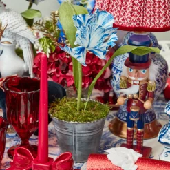 Mrs. Alice Red Ceramic Bow Candleholder (Pair)< Candle Holders