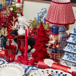 Mrs. Alice Red Ceramic Bow Candleholder (Pair)< Candle Holders