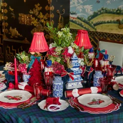 Mrs. Alice Red Ceramic Bow Candleholder (Pair)< Candle Holders