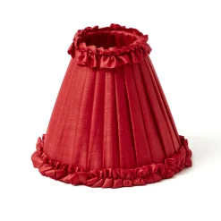 Mrs. Alice Red Frilled Silk Lampshade (18cm)< Lampshades