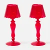 Mrs. Alice Red Glass Lantern Tea Light Holder (Pair) - 24 cm< Candle Holders | Tea Light Lanterns