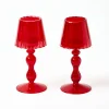 Mrs. Alice Red Glass Lantern Tea Light Holder (Pair) - 18 cm< Candle Holders | Tea Light Lanterns
