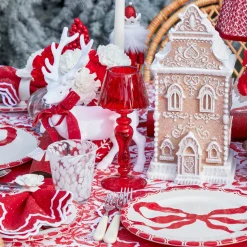 Mrs. Alice Red Glass Lantern Tea Light Holder (Pair) - 24 cm< Candle Holders | Tea Light Lanterns