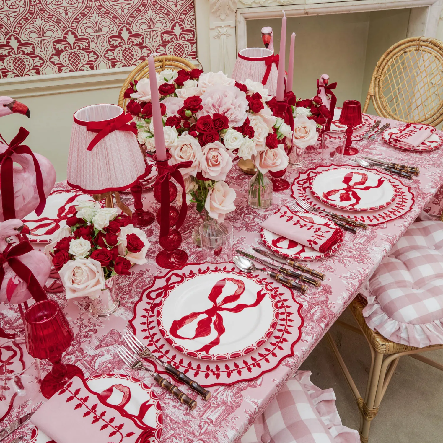 Mrs. Alice Red Glass Lantern Tea Light Holder (Pair) - 24 cm< Candle Holders | Tea Light Lanterns