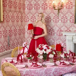 Mrs. Alice Red Glass Lantern Tea Light Holder (Pair) - 24 cm< Candle Holders | Tea Light Lanterns