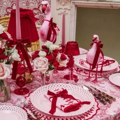 Mrs. Alice Red Glass Lantern Tea Light Holder (Pair) - 24 cm< Candle Holders | Tea Light Lanterns