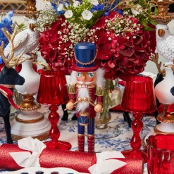 Mrs. Alice Red Glass Lantern Tea Light Holder (Pair) - 18 cm< Candle Holders | Tea Light Lanterns