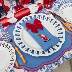 Mrs. Alice Red Glitter Crackers With White Velvet Bows (Set of 6)< Christmas Decorations