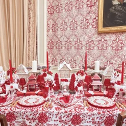 Mrs. Alice Red Glitter Crackers With White Velvet Bows (Set of 6)< Christmas Decorations