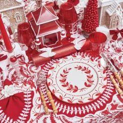 Mrs. Alice Red Glitter Crackers With White Velvet Bows (Set of 6)< Christmas Decorations