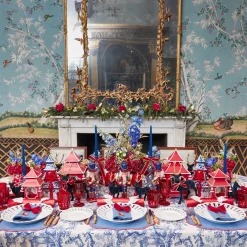 Mrs. Alice Red Glitter Crackers With White Velvet Bows (Set of 6)< Christmas Decorations