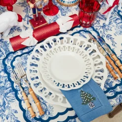 Mrs. Alice Red Glitter Crackers With White Velvet Bows (Set of 6)< Christmas Decorations