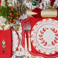 Mrs. Alice Red Linen Embroidered Nutcracker Napkins (Set of 4)< Napkins