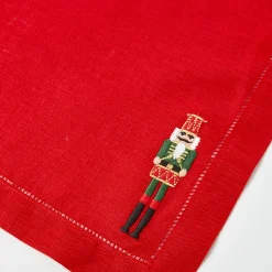 Mrs. Alice Red Linen Embroidered Nutcracker Napkins (Set of 4)< Napkins