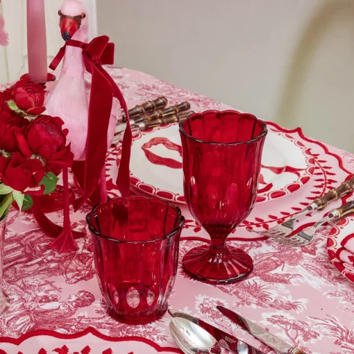 Mrs. Alice Red Scalloped Water Glasses (Set of 6)< Glasses