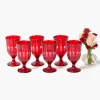 Mrs. Alice Red Scalloped Wine Glasses (Set of 6)< Glasses