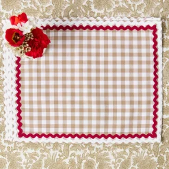 Mrs. Alice Rossina Putty Gingham & Red Placemats (Set of 4)< Placemats