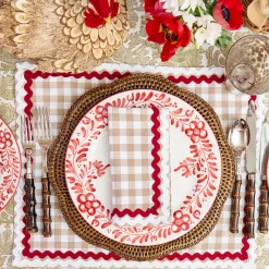 Mrs. Alice Rossina Putty Gingham & Red Napkins (Set of 4)< Napkins