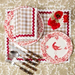 Mrs. Alice Rossina Putty Gingham & Red Napkins (Set of 4)< Napkins