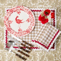 Mrs. Alice Rossina Putty Gingham & Red Placemats (Set of 4)< Placemats