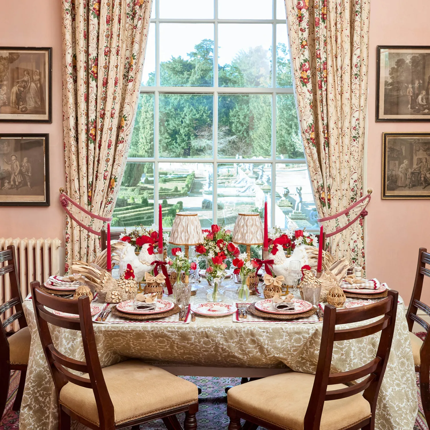 Mrs. Alice Rossina Putty Gingham & Red Napkins (Set of 4)< Napkins