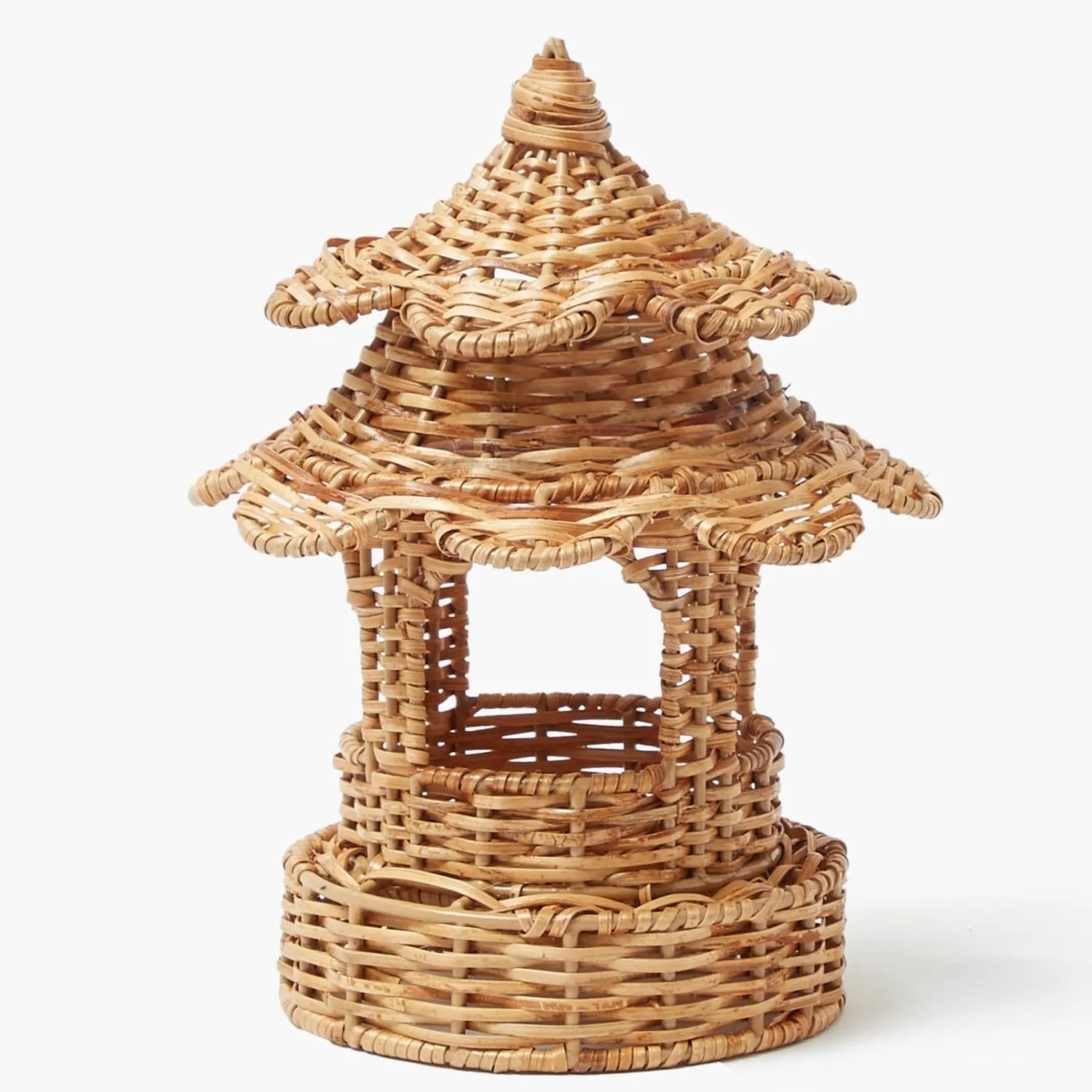 Mrs. Alice Round Scalloped Rattan Pagoda Lantern< Year-round Decorations | Pagodas & Lanterns