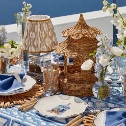 Mrs. Alice Round Scalloped Rattan Pagoda Lantern< Year-round Decorations | Pagodas & Lanterns