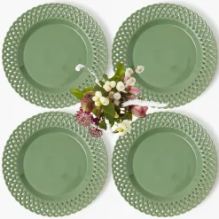 Mrs. Alice Sage Basketweave Dinner Plates (Set of 4)< Dinner Plates | Crockery Sets