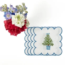 Mrs. Alice Scalloped Christmas Tree Cocktail Napkins (Set of 4)< Napkins