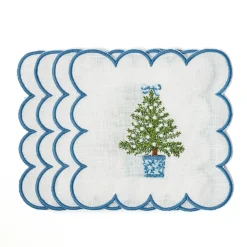 Mrs. Alice Scalloped Christmas Tree Cocktail Napkins (Set of 4)< Napkins
