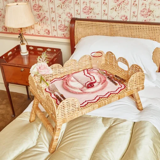Mrs. Alice Scalloped Rattan Breakfast Tray< Trays | Trays