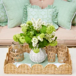 Mrs. Alice Scalloped Rattan Tray< Trays | Trays