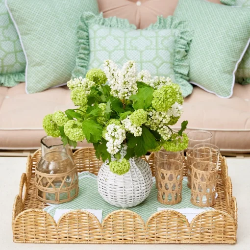 Mrs. Alice Scalloped Rattan Tray< Trays | Trays