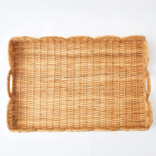 Mrs. Alice Scalloped Rattan Tray< Trays | Trays