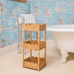 Mrs. Alice Scalloped Tiered Rattan Side Table< Furniture | Furniture