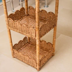 Mrs. Alice Scalloped Tiered Rattan Side Table< Furniture | Furniture