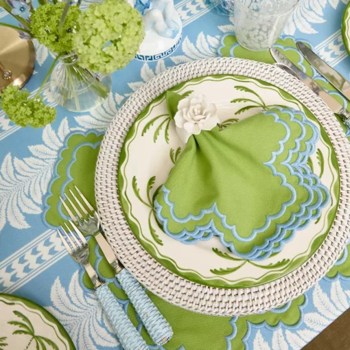 Mrs. Alice Scarlett Green & Blue Placemats & Napkins (Set of 4)< Summer Table Linen | Table Linen Sets