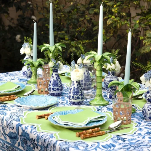 Mrs. Alice Serena Apple Green Scalloped Placemats & Napkins (Set of 4)< Summer Table Linen | Table Linen Sets