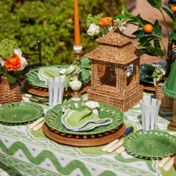 Mrs. Alice Serena Apple Green Scalloped Placemats & Napkins (Set of 4)< Summer Table Linen | Table Linen Sets