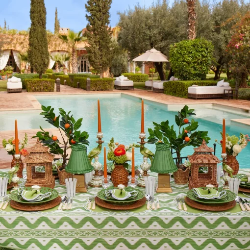 Mrs. Alice Serena Apple Green Scalloped Placemats & Napkins (Set of 4)< Summer Table Linen | Table Linen Sets