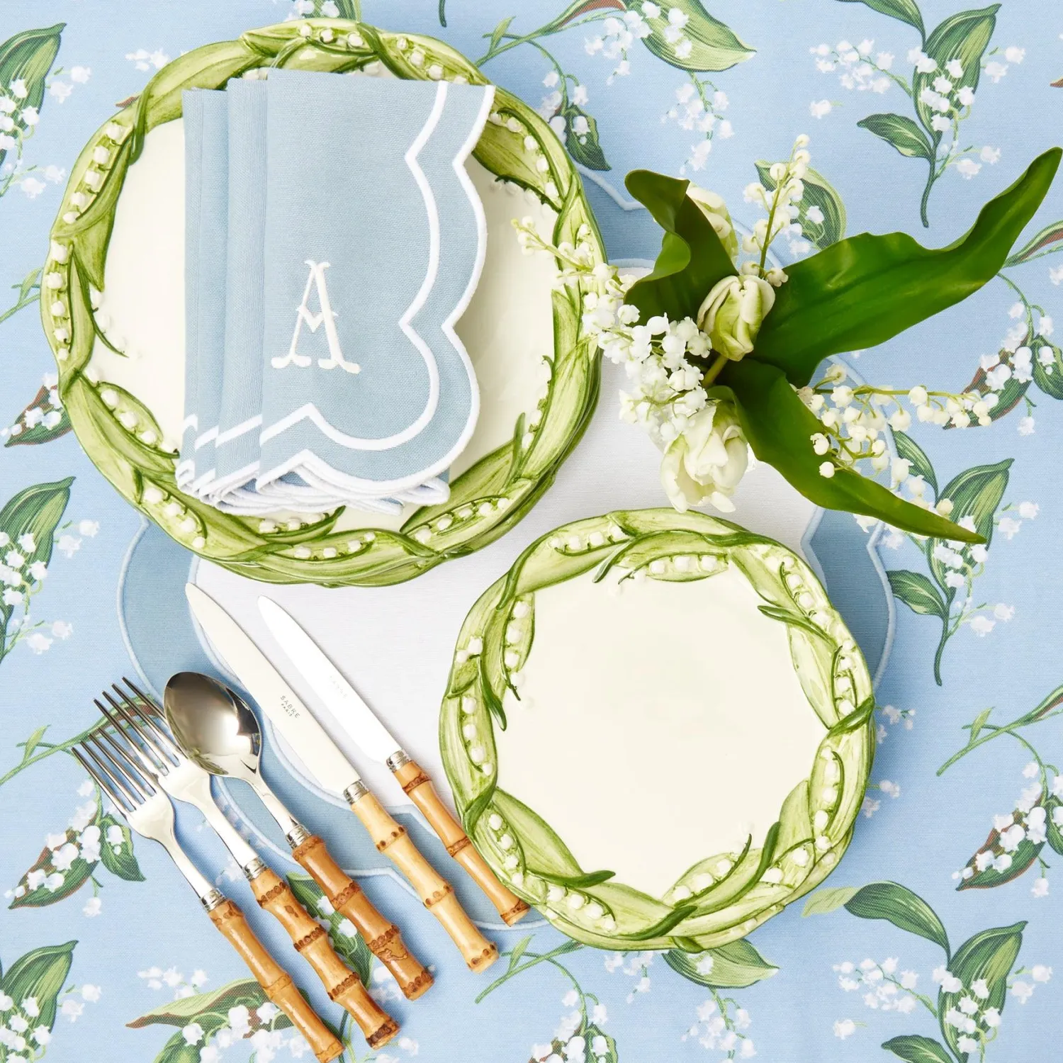 Mrs. Alice Serena Appliqué Blue Napkins (Set of 4)< Napkins | Mrs. Alice Monogram