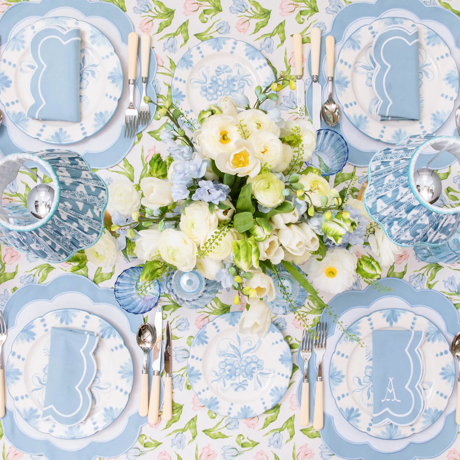 Mrs. Alice Serena Appliqué Blue Placemats (Set of 4)< Placemats | For Her
